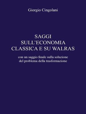 cover image of Saggi Sull' Economia Classica E Su Walras